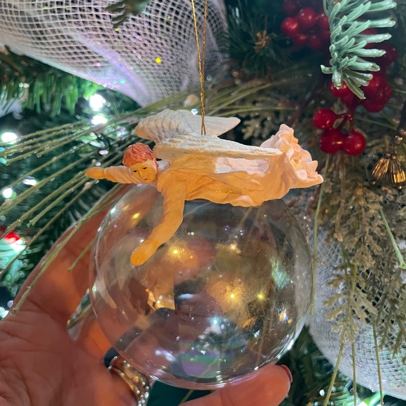 Angel on Glass ball Ornament - Picture 2 of 8